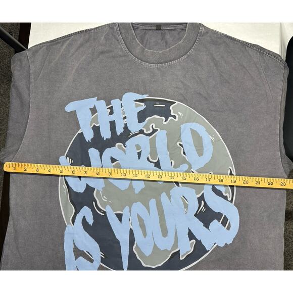 Streetwear Graphic T-Shirt “The World Is Yours” Cityscape Oversized Washed Tee - Picture 6 of 7